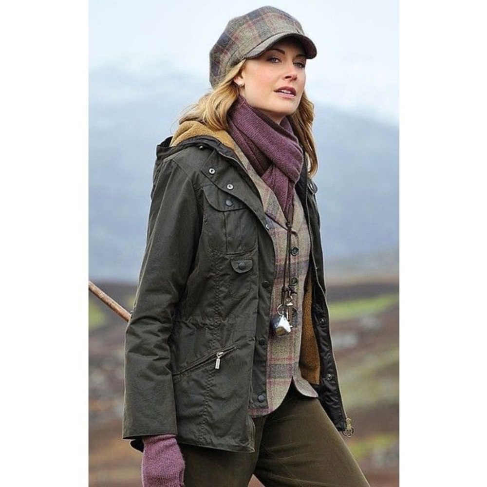 Women’s Barbour Winter Force Parka Olive Waxed Utility Jacket